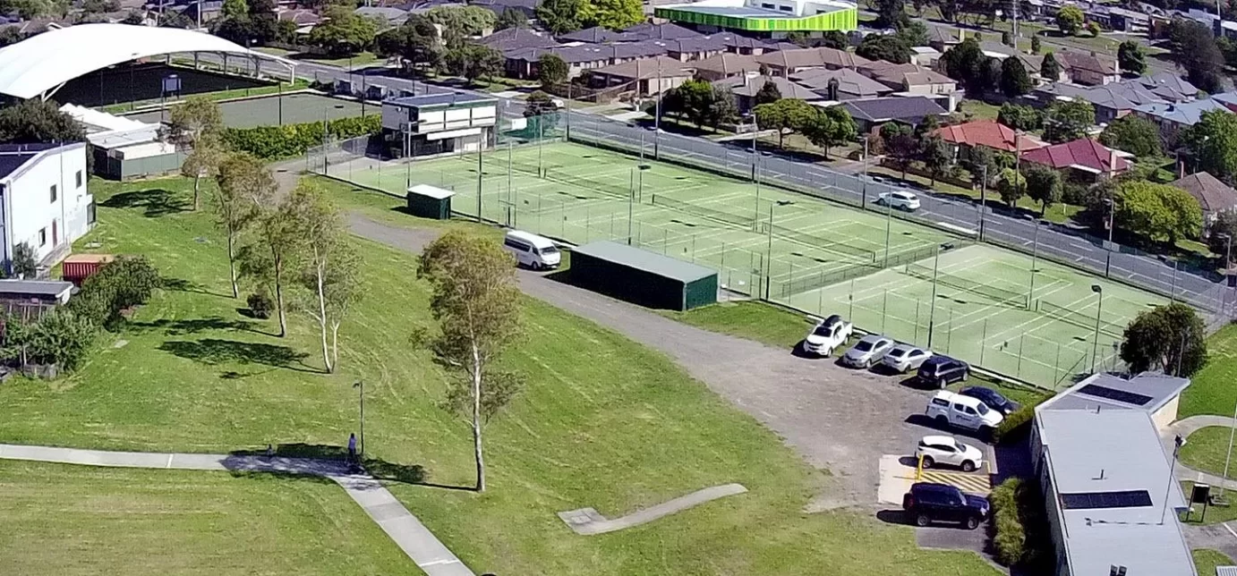 aerial view of Pakenham tennis courts